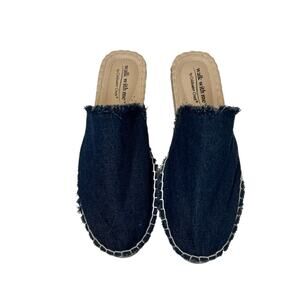 Walk With Me by Coldwater Creek Blue Denim Fabric Slip On Mules Size 7 NWOT